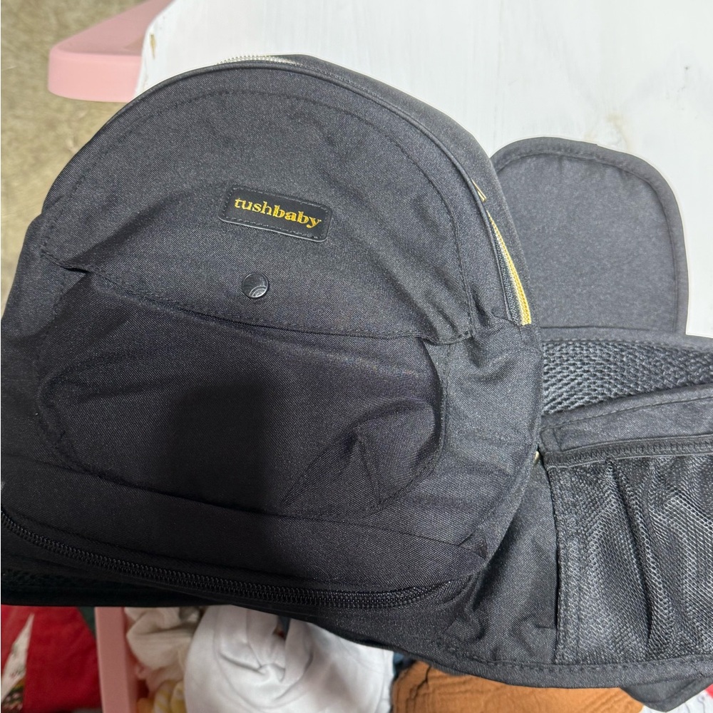 Black Backpack with Curved Design and Matte Finish